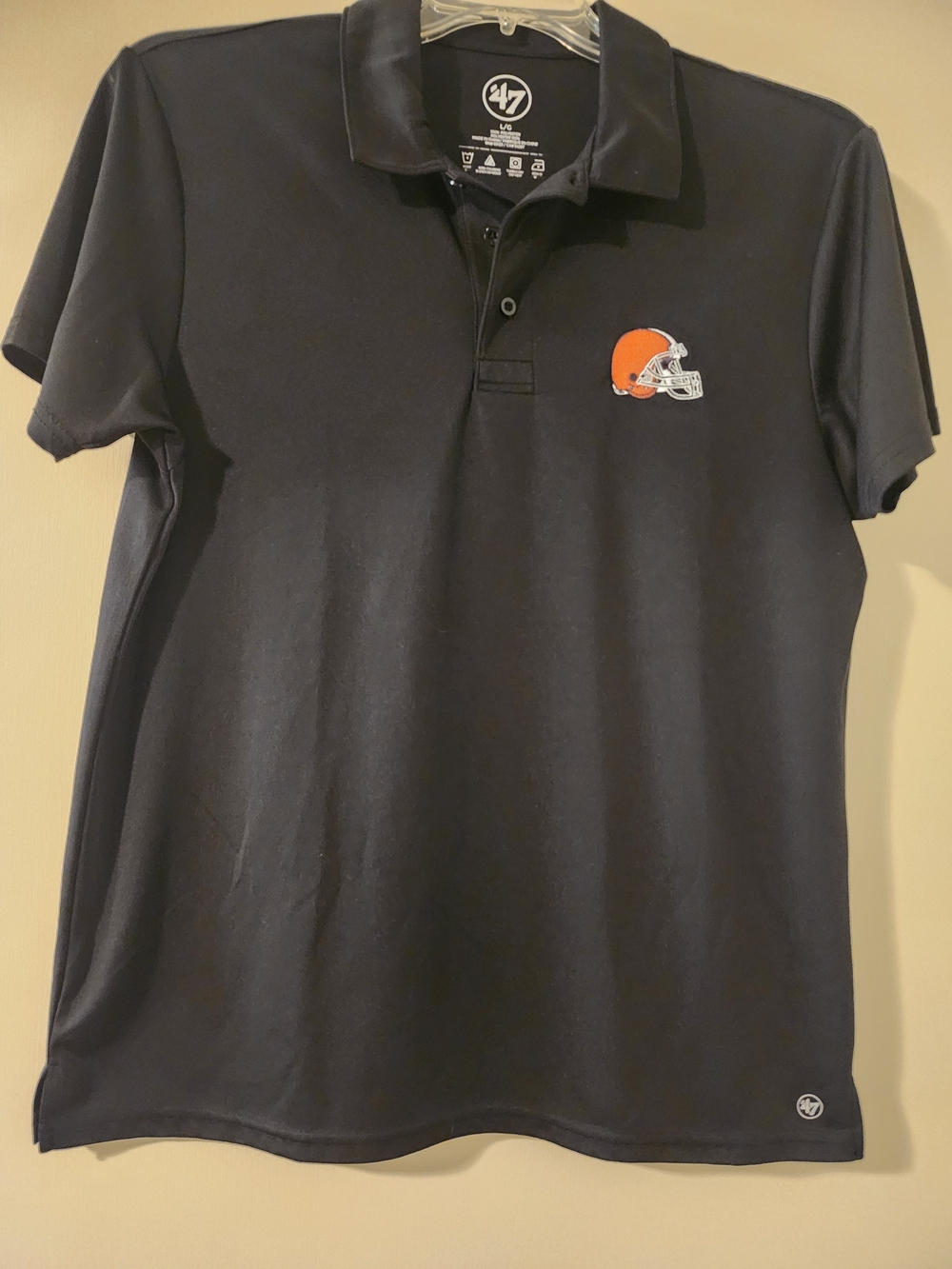 ’47 Brand Black Polo with Orange Cleveland Browns Helmet Logo‎